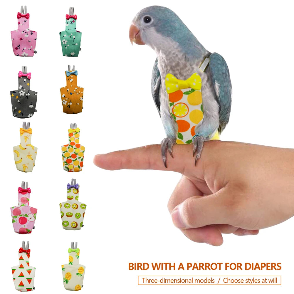 Cute Parrot Diaper – Washable Physiological Nappy for Small, Medium, and Large Birds, Flight Suit for Cockatiels, Pigeons, and Pet Birds