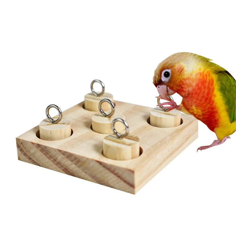 Wooden Bird Parrot Toy – Interactive Training Block Puzzle DIY Educational Pet Toy