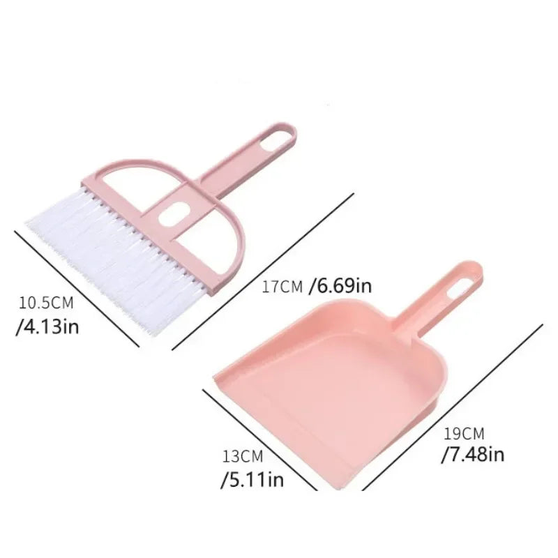 Mini Desktop Cleaning Set – Small Broom and Dustpan for Keyboards, Cat & Hamster Areas, and Pet Care