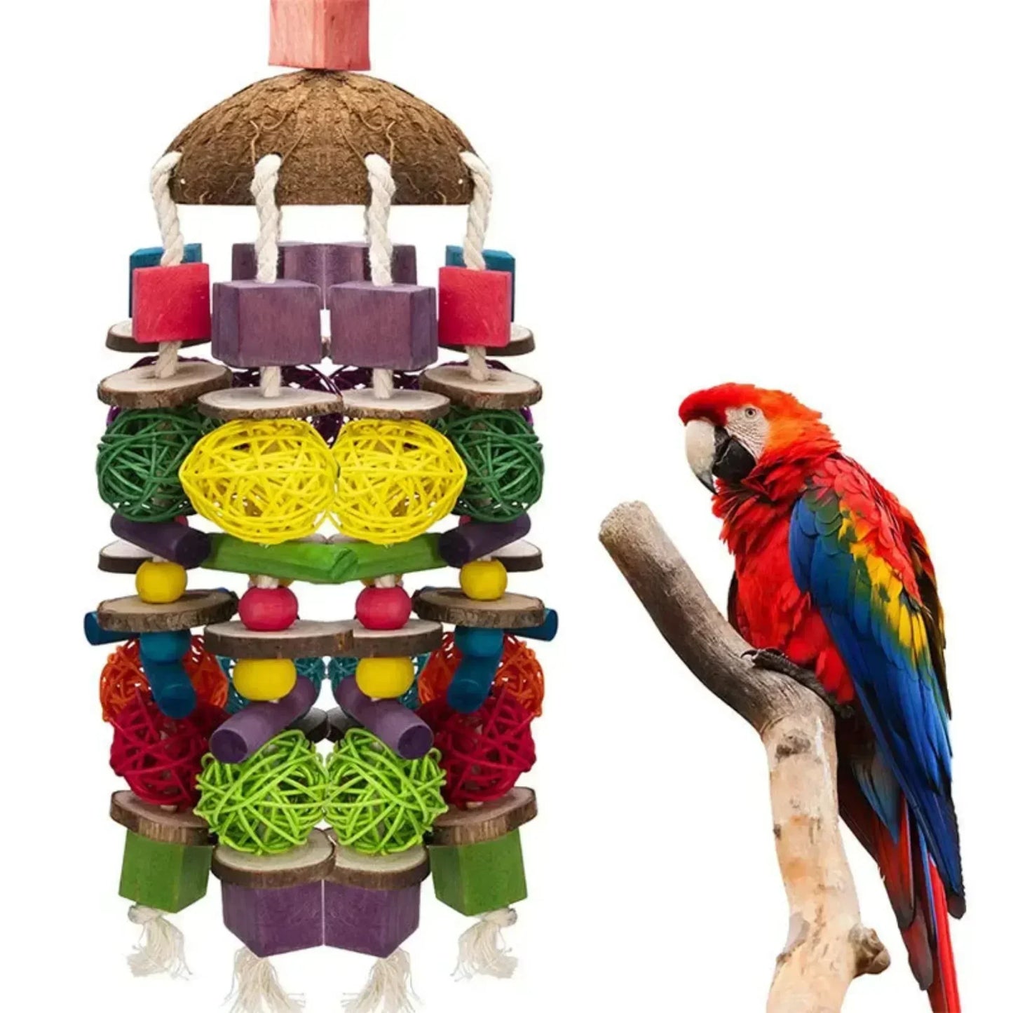 Bird Chew Toy – Parrot Training & Foraging Toy with Paper Strings, Wire Drawing, and Hanging Ball for Cage | Boredom Relief