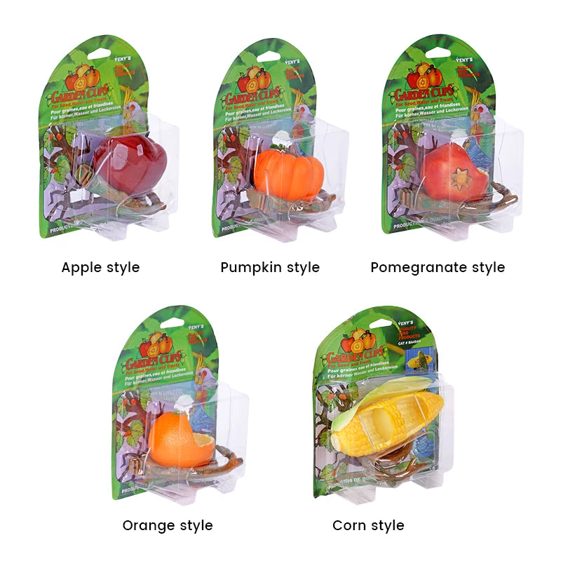 Fruit-Shaped Bird Feeding Bowl – Parrot Water and Food Container, Small Animal Drinking Cup, Cage Accessories