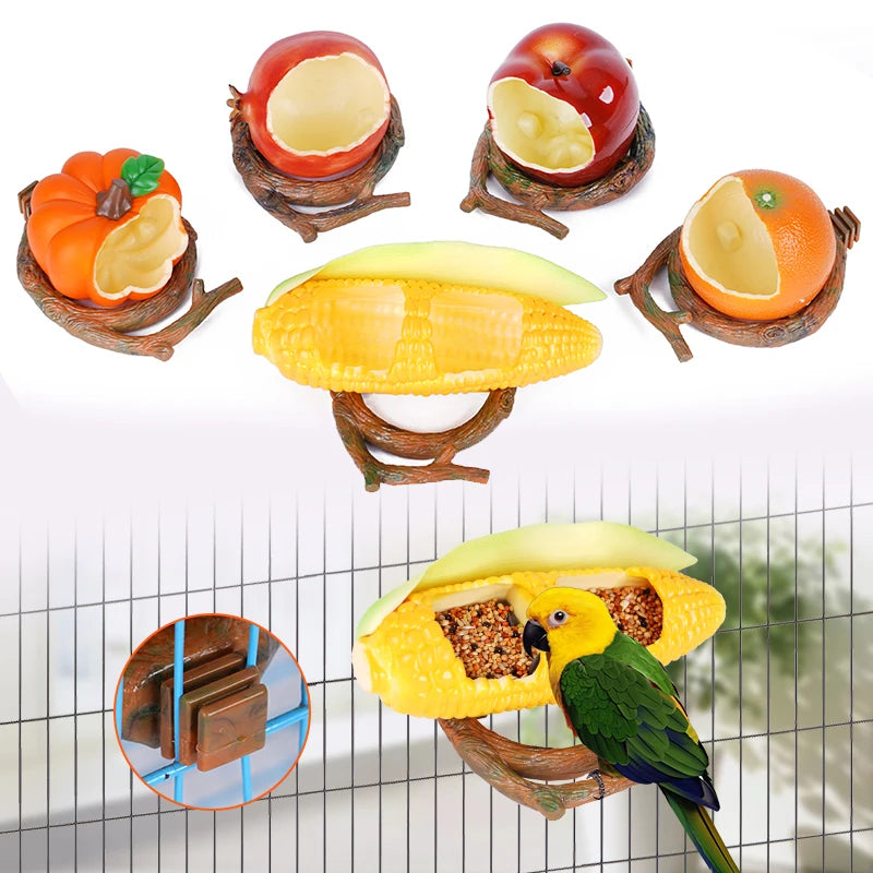 Fruit-Shaped Bird Feeding Bowl – Parrot Water and Food Container, Small Animal Drinking Cup, Cage Accessories