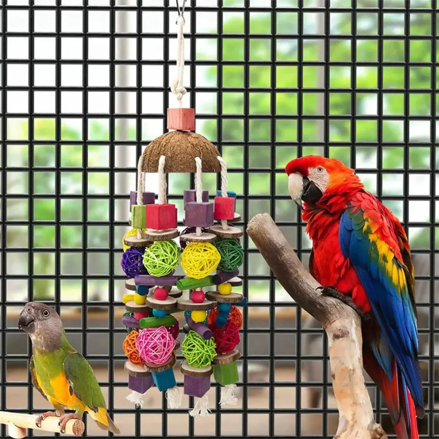 Bird Chew Toy – Parrot Training & Foraging Toy with Paper Strings, Wire Drawing, and Hanging Ball for Cage | Boredom Relief