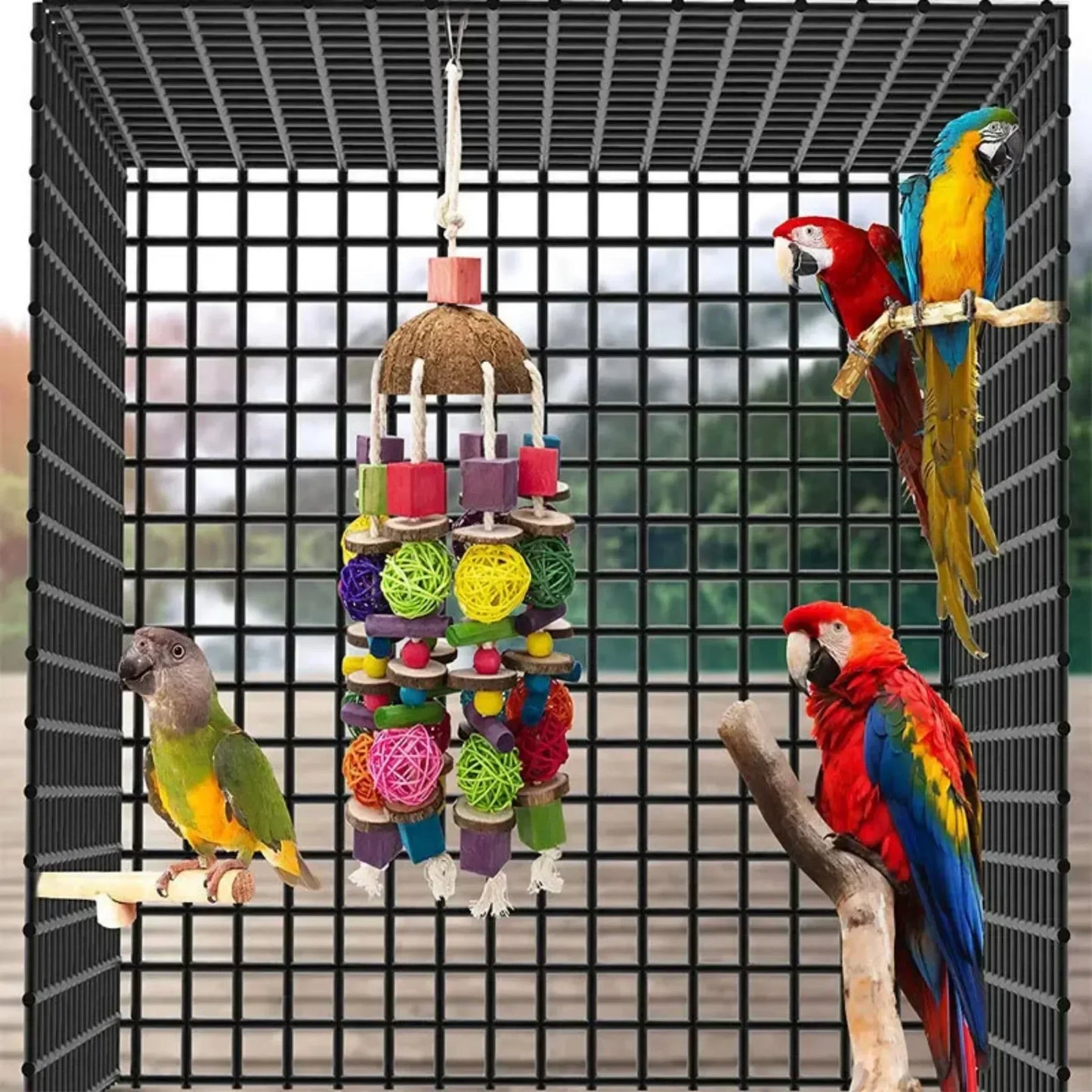 Bird Chew Toy – Parrot Training & Foraging Toy with Paper Strings, Wire Drawing, and Hanging Ball for Cage | Boredom Relief