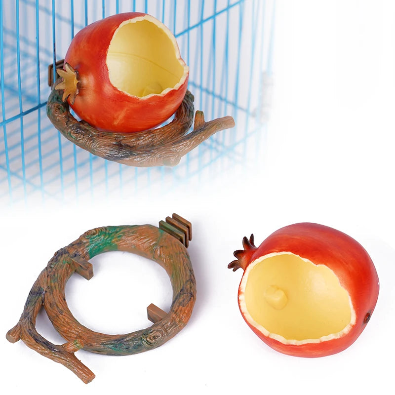 Fruit-Shaped Bird Feeding Bowl – Parrot Water and Food Container, Small Animal Drinking Cup, Cage Accessories