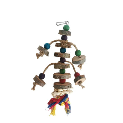 Colorful Wooden Parrot Toys – Unique Shapes and Diverse Play Options, Complete Variety of Large Bite Toys for Parrots