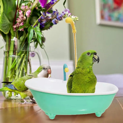 Automatic Parrot Intelligent Bath – Blue Plastic Bird Shower Bathtub for Parakeets, Cage Accessory, and Household Supplies