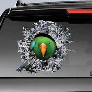 Eclectus Roratus Window Decal, Parrot Car Sticker, Green Eclectus Funny Car Decal, Eclectus Parrot Sticker