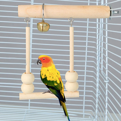 Wooden Bird Swing Toy – Parrot Perch Stand, Playstand, Exercise Climbing Ladder Bridge, and Hanging Hammock for Pet Parrots.