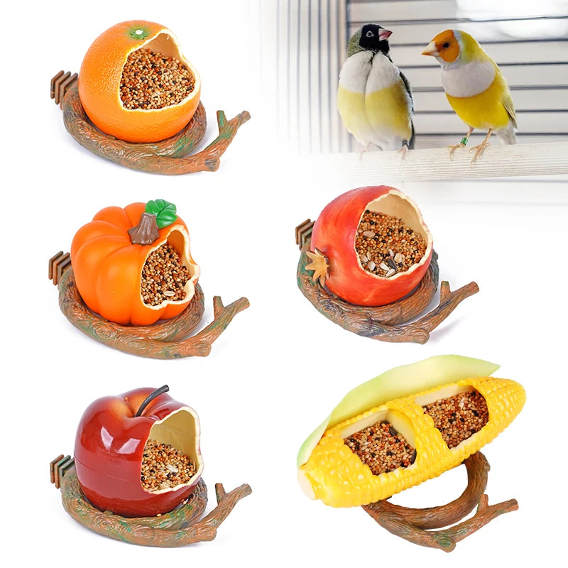 Fruit-Shaped Bird Feeding Bowl – Parrot Water and Food Container, Small Animal Drinking Cup, Cage Accessories