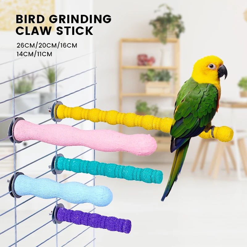 Wooden Claw Grinding Stick for Parrots – Bird Perching Sand Bar, Teeth Bites Toy for Parakeets, Cage Accessories