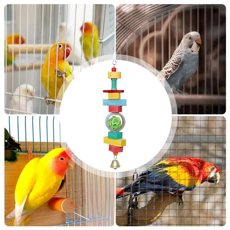 Parrot Chewing Toy – Multi-Purpose Bite Skewer Pendant for Bird Cage, Teething Toy for Lovebirds, Medium Parrots, Cockatiels, and Budgies