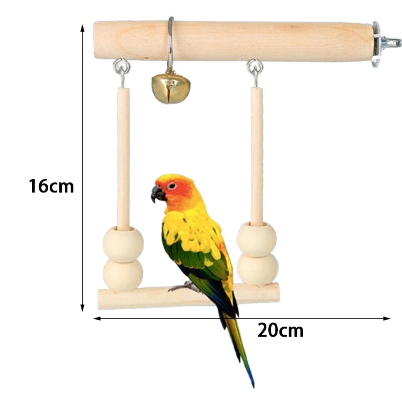 Wooden Bird Swing Toy – Parrot Perch Stand, Playstand, Exercise Climbing Ladder Bridge, and Hanging Hammock for Pet Parrots.