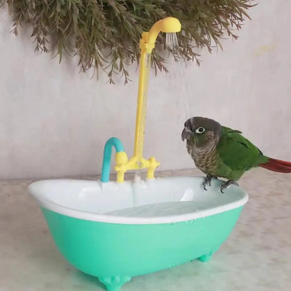 Automatic Parrot Intelligent Bath – Blue Plastic Bird Shower Bathtub for Parakeets, Cage Accessory, and Household Supplies