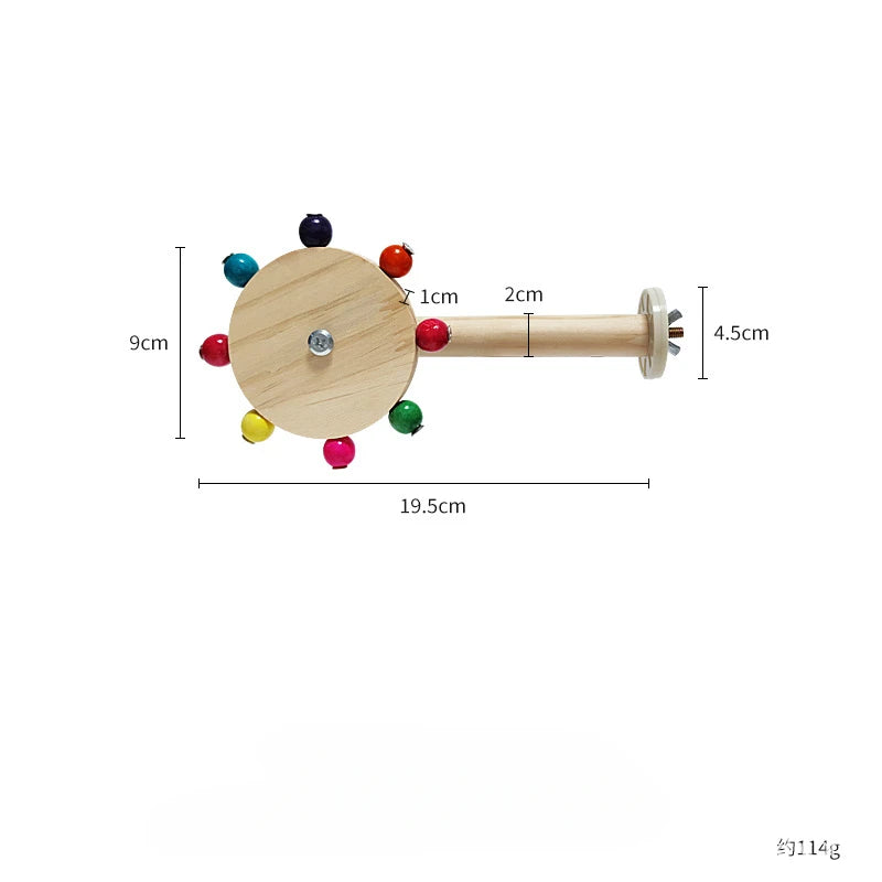 Funny Perch Toy with Rotating Balls – Interactive Wood Bird Stand, Colorful Parrot Foraging and Windmill Toy