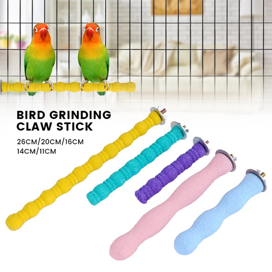 Wooden Claw Grinding Stick for Parrots – Bird Perching Sand Bar, Teeth Bites Toy for Parakeets, Cage Accessories